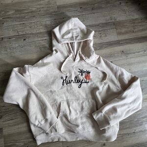 Hurley Off-White Hoodie with Palm Graphic